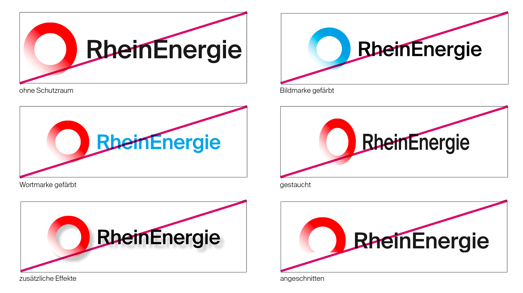 Nicht erlaubte Logoanwendungen