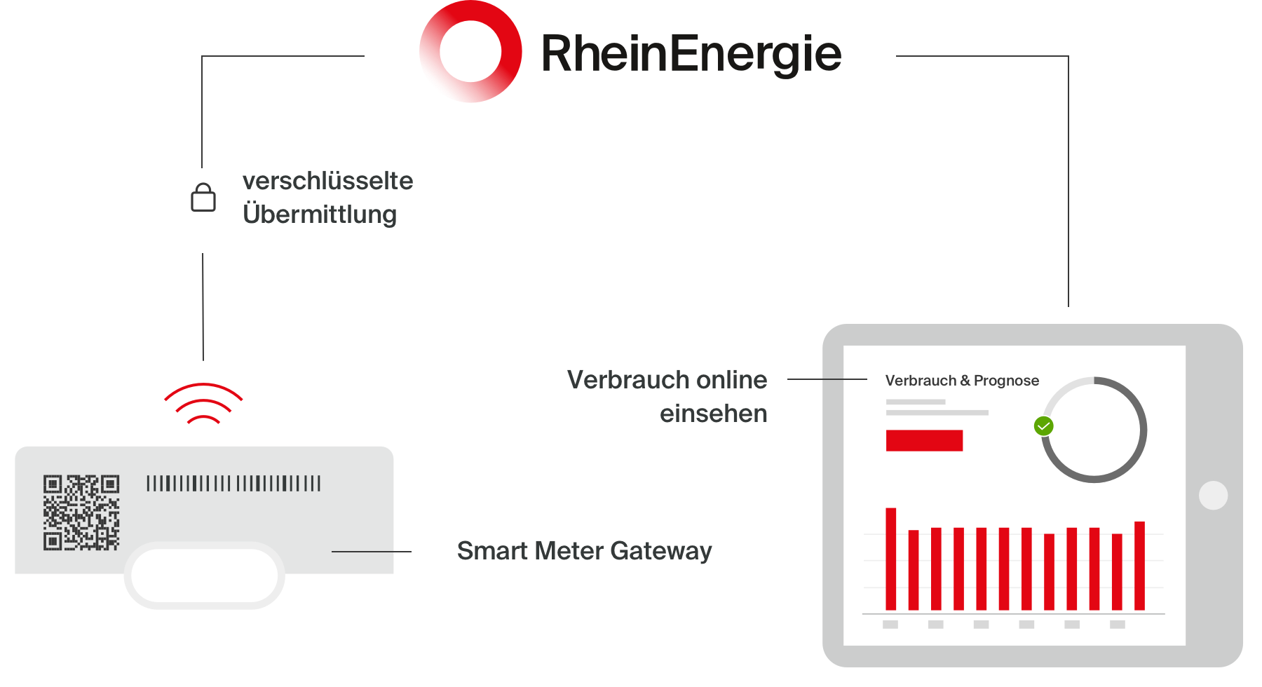 Grafik eines intelligenten Zählers mit Beschriftungen