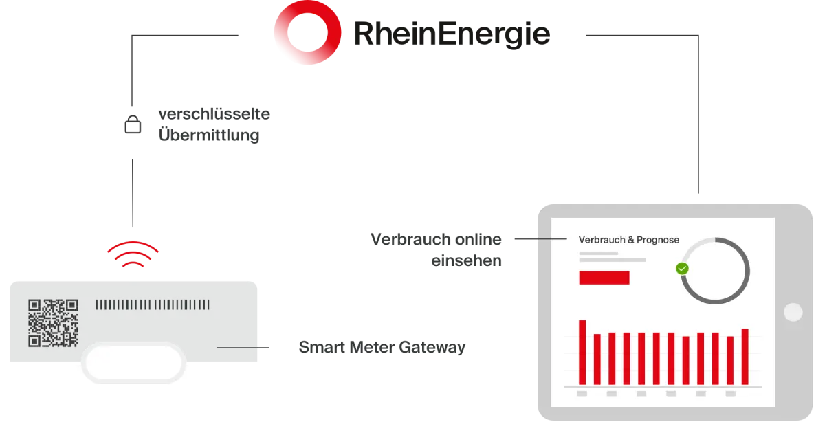 Grafik eines intelligenten Zählers mit Beschriftungen