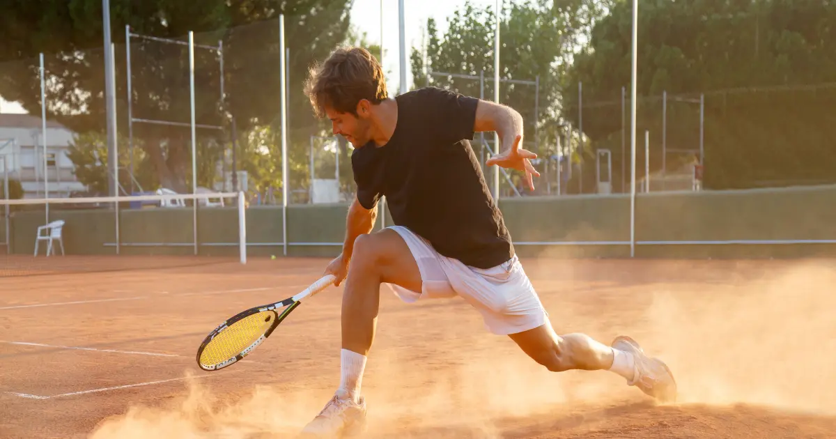 Mann spielt Tennis